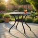 Cay Outdoor Dining Table, 40 Inch Square Top, Black Lattice Metal Design By Casagear Home