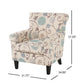 Accent Club Chair Classic Rolled Arms Floral White and Blue Fabric Design By Casagear Home BM320578