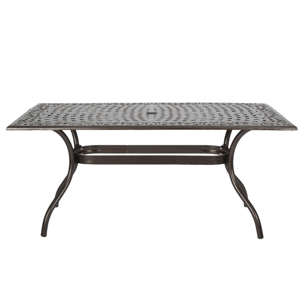 Toni Outdoor Table 67 Inch Rectangular Top Lattice Bronze Aluminium By Casagear Home BM320581