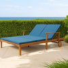 Hoye Double Chaise Lounger Recliner Bed, Outdoor, 79 Inch, Acacia Wood By Casagear Home