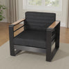 Accent Club Chair Slat Panel Design Modern Open Back Aluminum Black Wood By Casagear Home BM320583