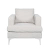 Accent Club Chair Padded Back and Seat Modern Silver Legs Beige Fabric By Casagear Home BM320584