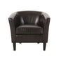 Accent Club Chair Curved Round Back Birch Wood Rich Brown Faux Leather By Casagear Home BM320586