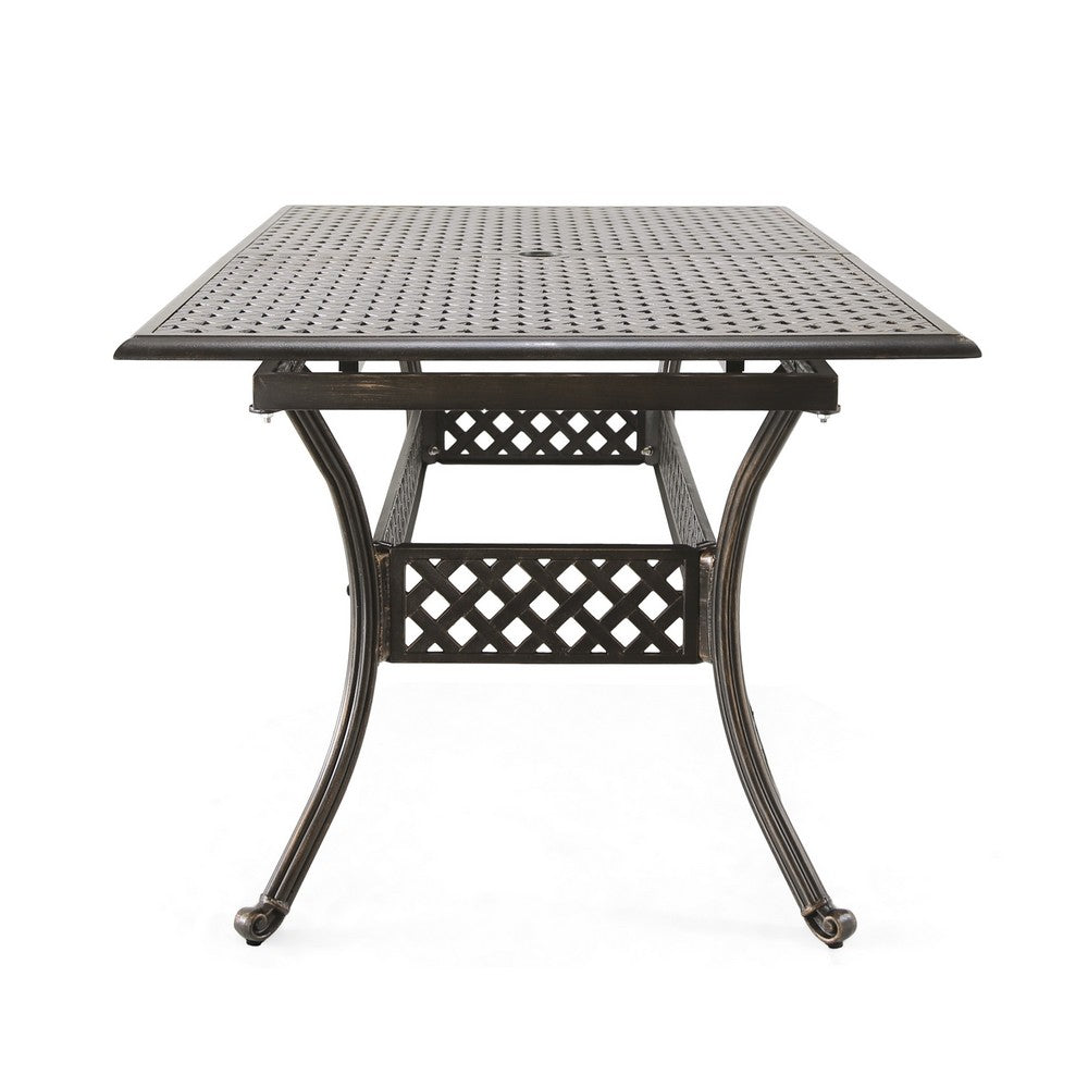 Dining Table, 64-82 Inch Extendable Acacia Wood Top, Aluminium, Dark Brown By Casagear Home