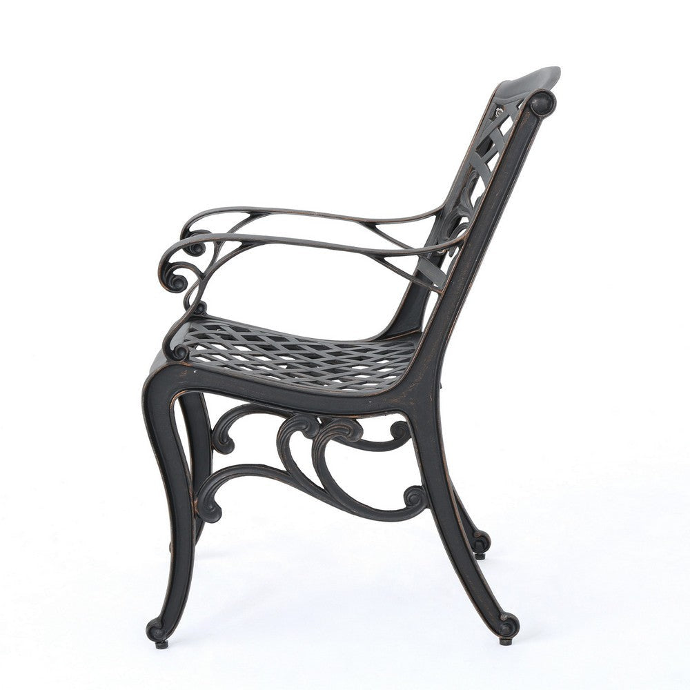 Toni Outdoor Armchair Scrolled Lattice Pattern Cabriole Legs Copper Metal By Casagear Home BM320588