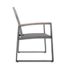 Outdoor Dining Chair Set of 2 Gray Mesh Seat and Brown Faux Wood Metal By Casagear Home BM320590