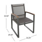 Outdoor Dining Chair Set of 2 Gray Mesh Seat and Brown Faux Wood Metal By Casagear Home BM320590