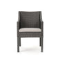 Outdoor Dining Chair Sloped Arms Waterproof Rattan Gray and Silver By Casagear Home BM320592