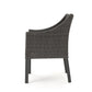 Outdoor Dining Chair Sloped Arms Waterproof Rattan Gray and Silver By Casagear Home BM320592