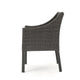 Outdoor Dining Chair Sloped Arms Waterproof Rattan Gray and Silver By Casagear Home BM320592