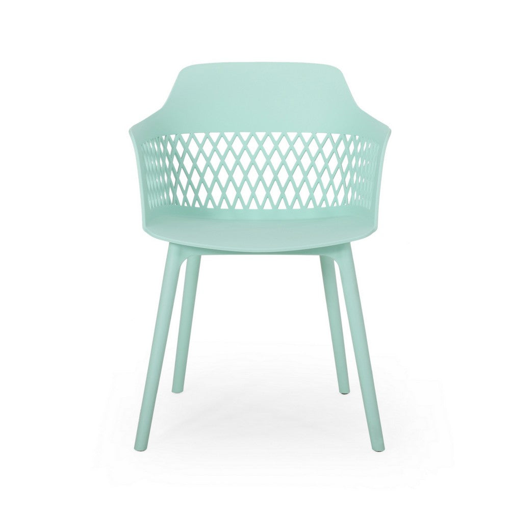 Outdoor Patio Chair, Curved Arms, Weather Resistant Modern Mint Green By Casagear Home