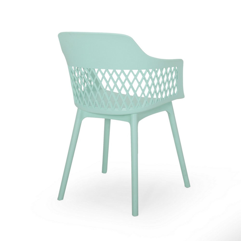 Outdoor Patio Chair, Curved Arms, Weather Resistant Modern Mint Green By Casagear Home