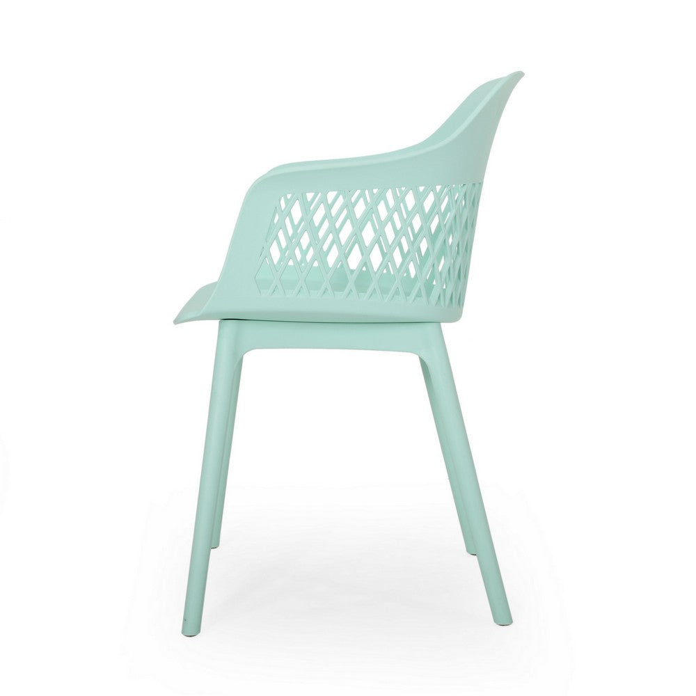 Outdoor Patio Chair, Curved Arms, Weather Resistant Modern Mint Green By Casagear Home