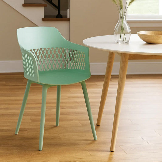 Outdoor Patio Chair, Curved Arms, Weather Resistant Modern Mint Green By Casagear Home