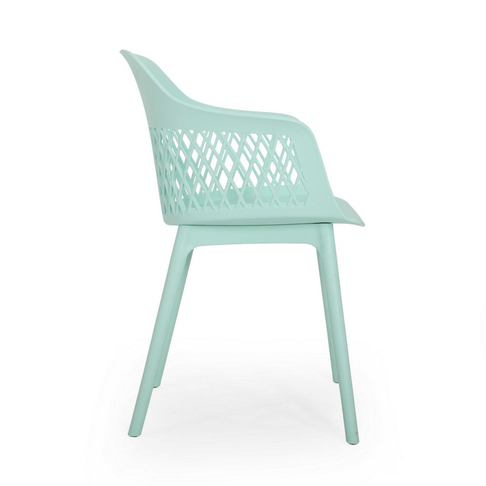 Outdoor Patio Chair, Curved Arms, Weather Resistant Modern Mint Green By Casagear Home