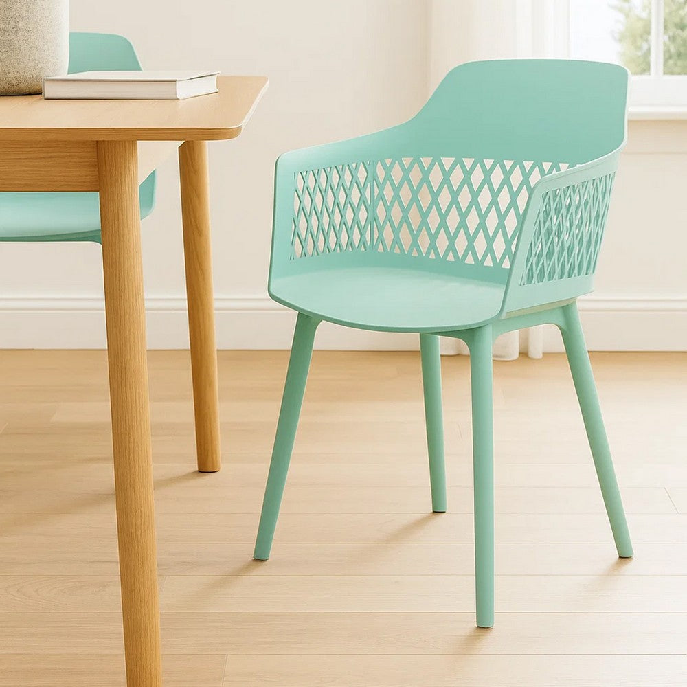 Outdoor Patio Chair Curved Arms Weather Resistant Modern Mint Green By Casagear Home BM320593