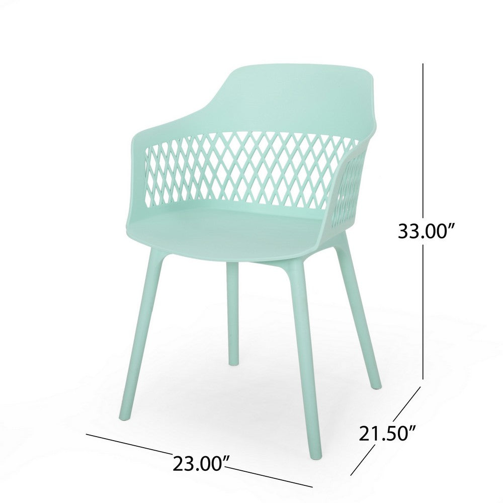 Outdoor Patio Chair, Curved Arms, Weather Resistant Modern Mint Green By Casagear Home