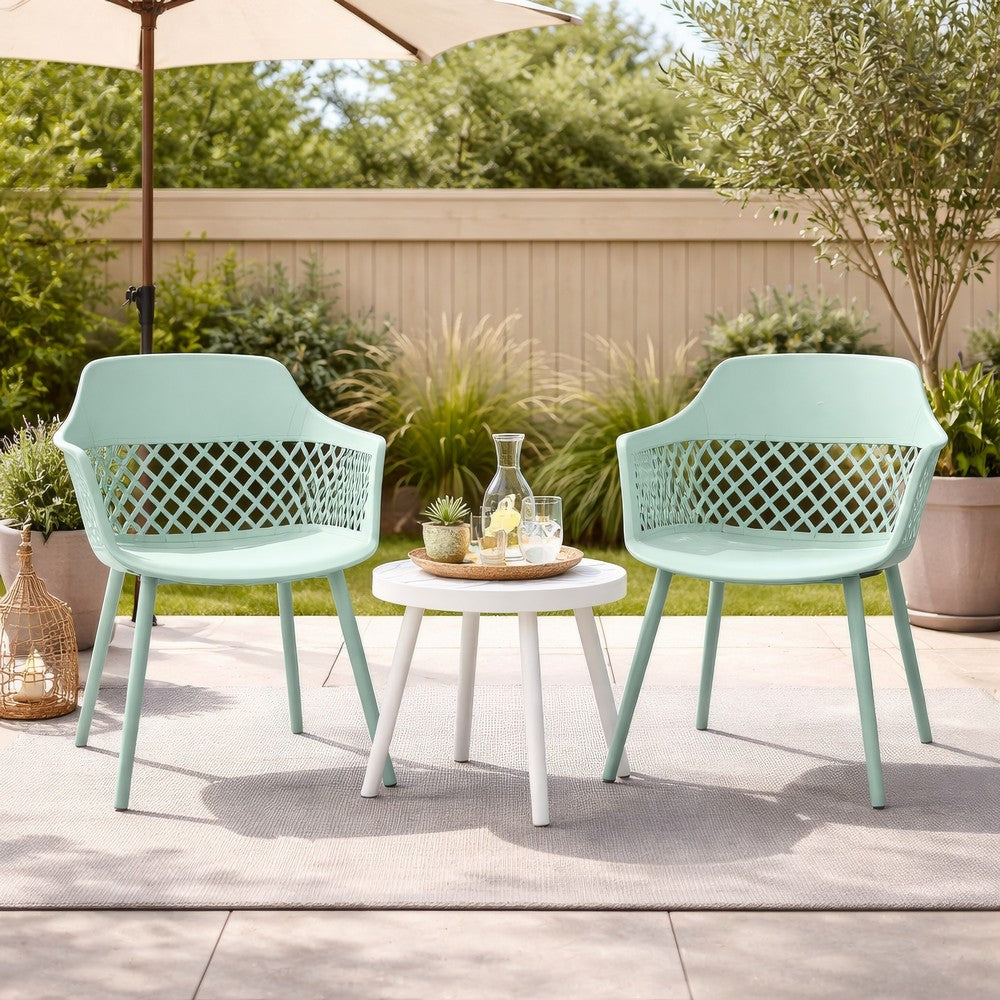 Outdoor Patio Chair, Curved Arms, Weather Resistant Modern Mint Green By Casagear Home