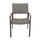 Outdoor Dining Chair Set of 2 Mesh Seat Gray Rattan and Brown Faux Wood By Casagear Home BM320594