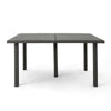 Nona Outdoor Dining Table, 64 Inch Square, Dark Gray Rattan Wood and Iron By Casagear Home