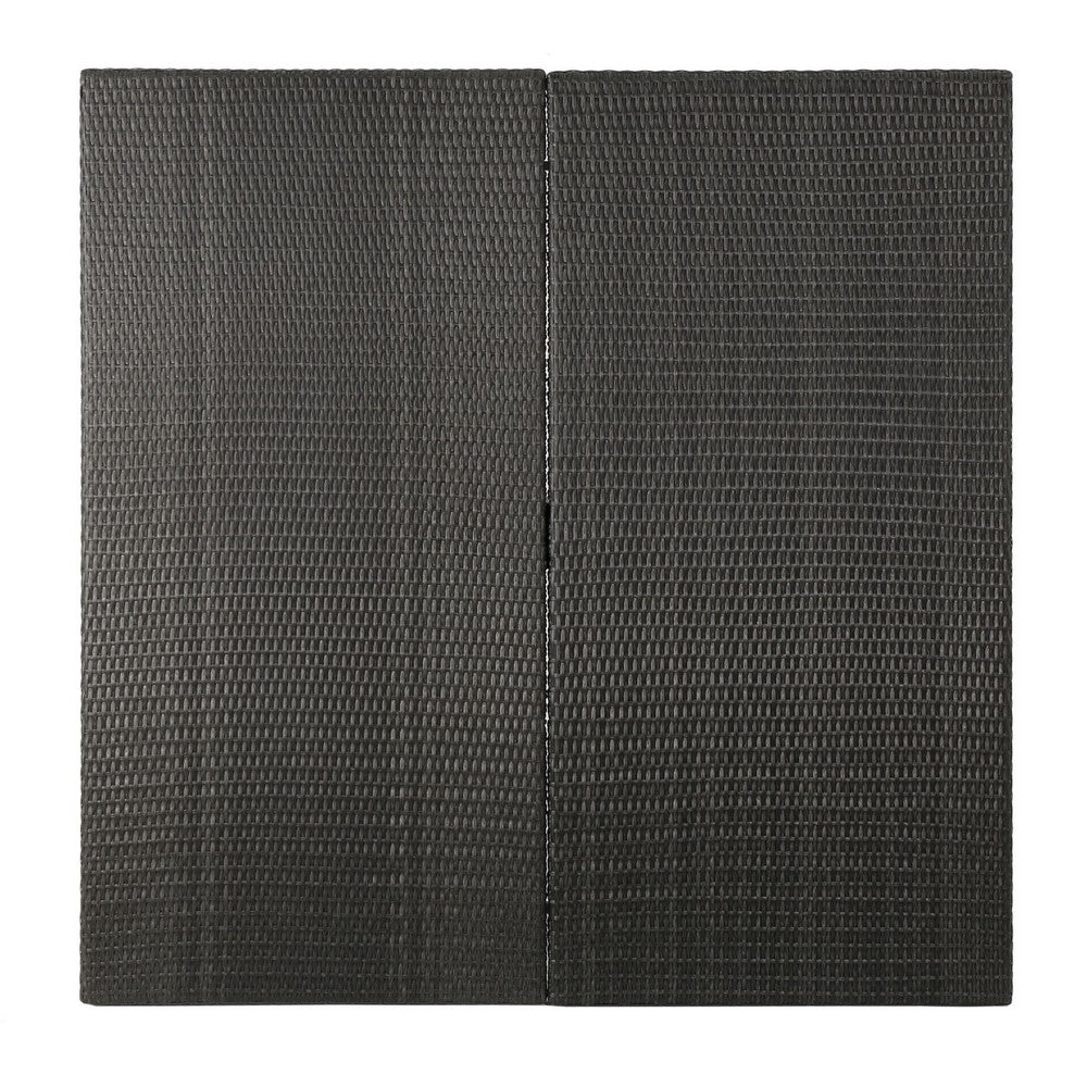 Nona Outdoor Dining Table, 64 Inch Square, Dark Gray Rattan Wood and Iron By Casagear Home