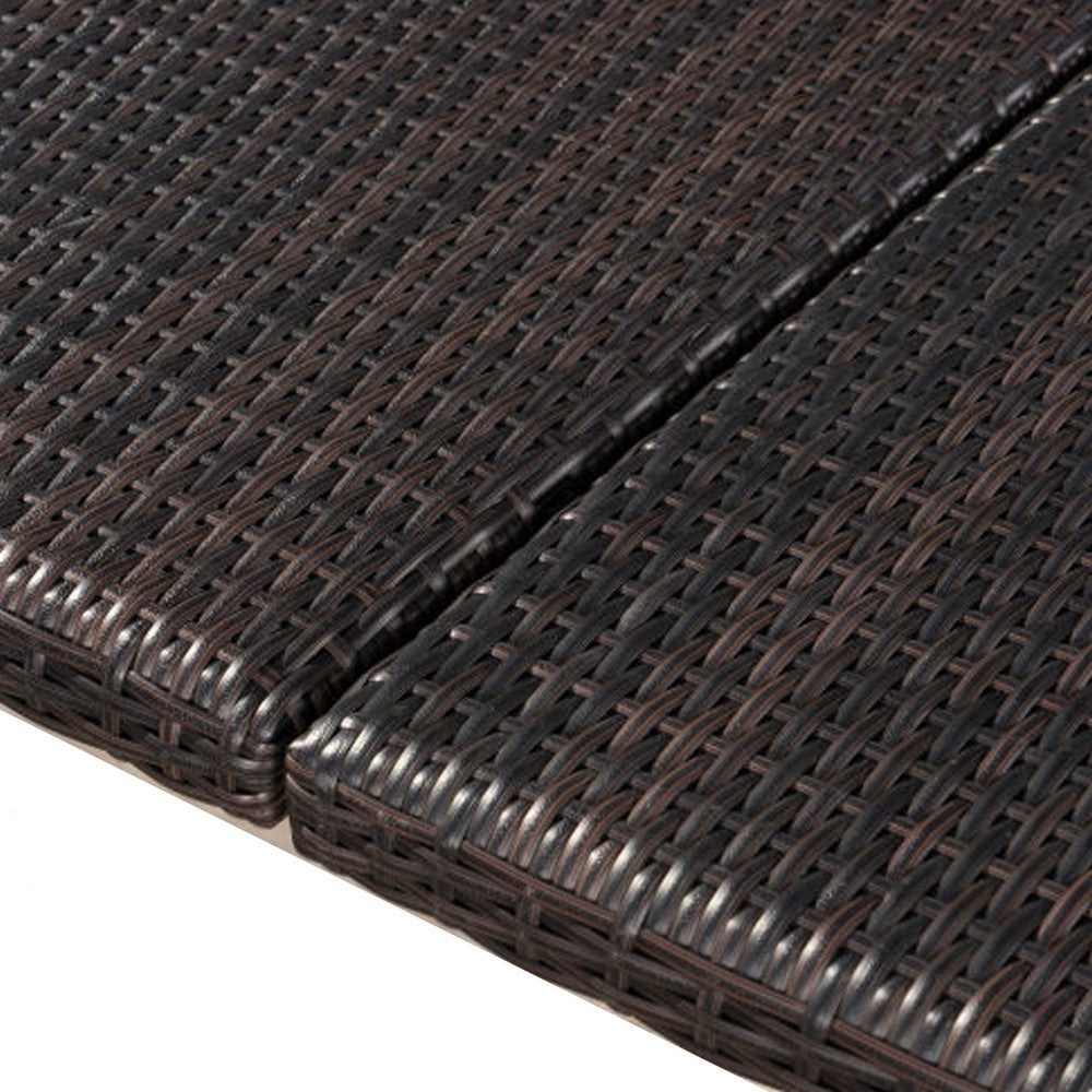Nona Outdoor Dining Table, 64 Inch Square Top, Brown Rattan Wood, Iron By Casagear Home