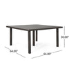 Nona Outdoor Dining Table, 64 Inch Square Top, Brown Rattan Wood, Iron By Casagear Home