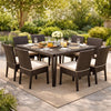 Nona Outdoor Dining Table, 64 Inch Square Top, Brown Rattan Wood, Iron By Casagear Home