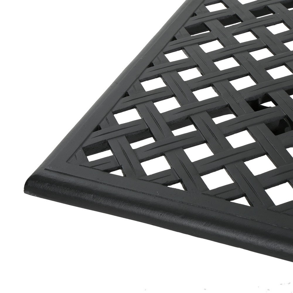 Cay Outdoor Dining Table, 67 Inch Rectangular, Lattice Black Aluminium By Casagear Home