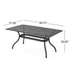 Cay Outdoor Dining Table, 67 Inch Rectangular, Lattice Black Aluminium By Casagear Home