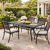 Cay Outdoor Dining Table, 67 Inch Rectangular, Lattice Black Aluminium By Casagear Home