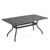 Cay Outdoor Dining Table, 67 Inch Rectangular, Lattice Black Aluminium By Casagear Home