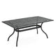 Cay Outdoor Dining Table, 67 Inch Rectangular, Lattice Black Aluminium By Casagear Home