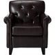 Accent Club Chair 40 Inch Tufted Back Full-Padded Brown Faux Leather By Casagear Home BM320602
