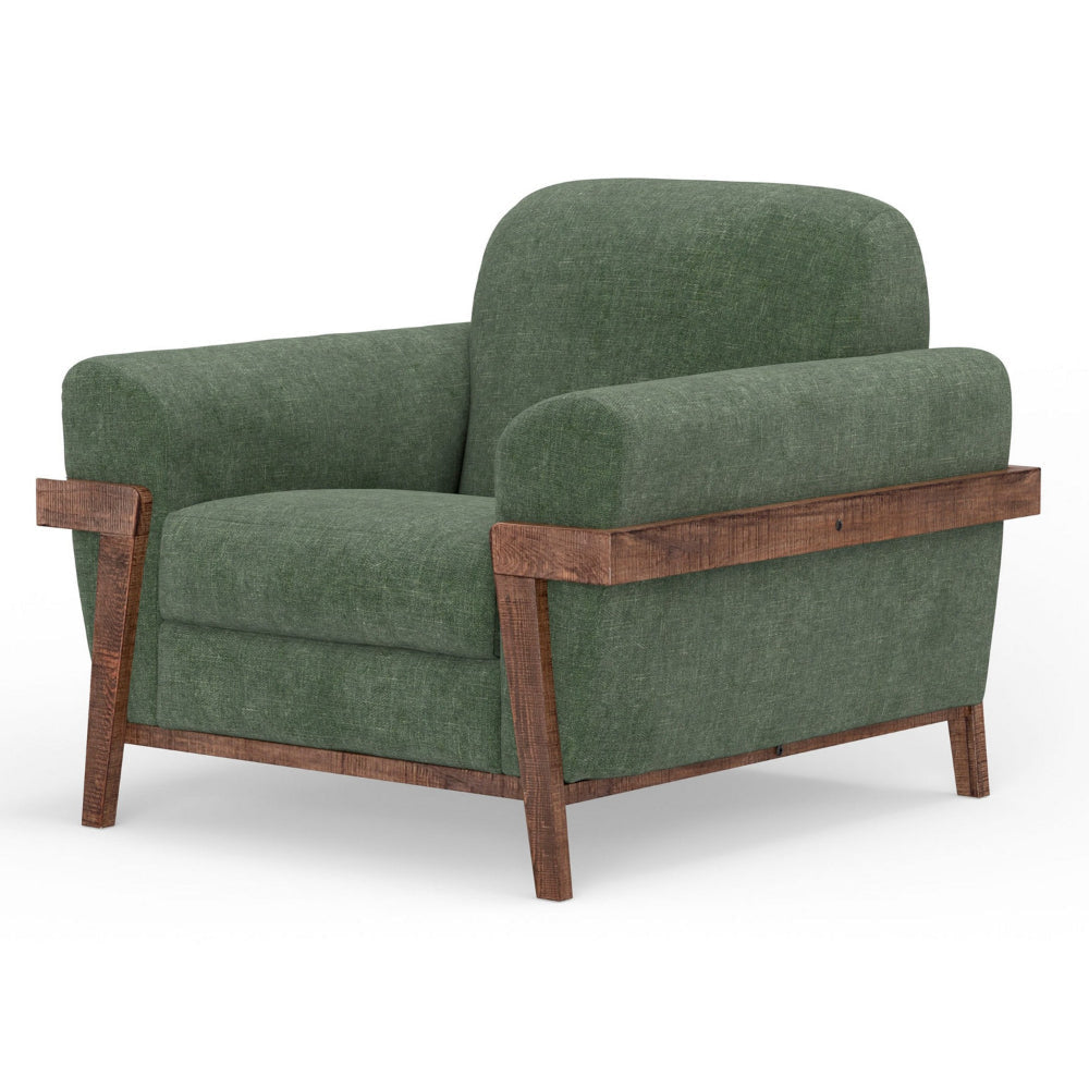 Pola Accent Chair Olive Green Polyester Foam Cushions Solid Pine Wood By Casagear Home BM320741
