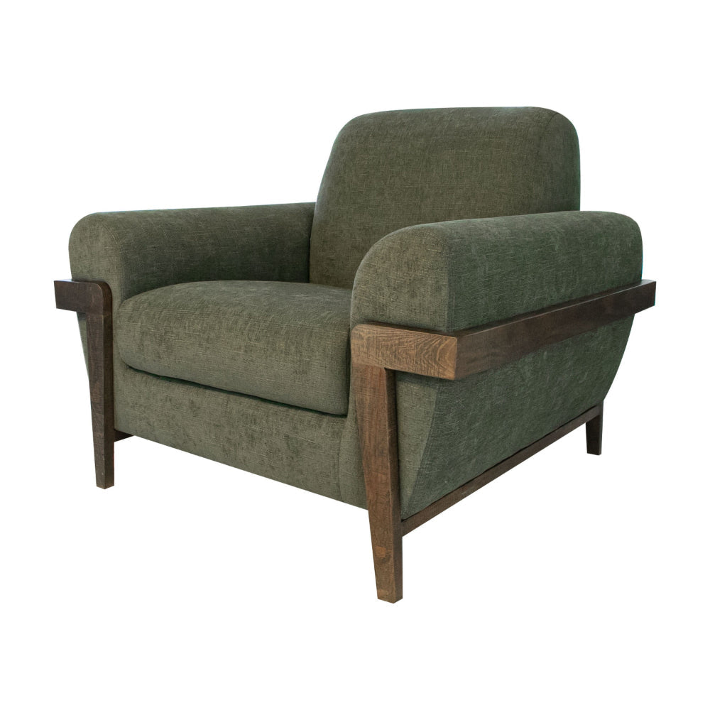 Pola Accent Chair Olive Green Polyester Foam Cushions Solid Pine Wood By Casagear Home BM320741