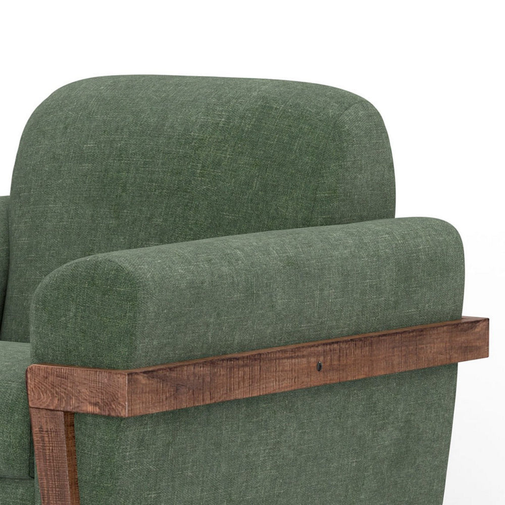 Pola Accent Chair Olive Green Polyester Foam Cushions Solid Pine Wood By Casagear Home BM320741