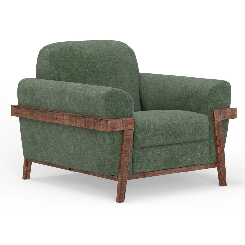 Pola Accent Chair Olive Green Polyester Foam Cushions Solid Pine Wood By Casagear Home BM320741