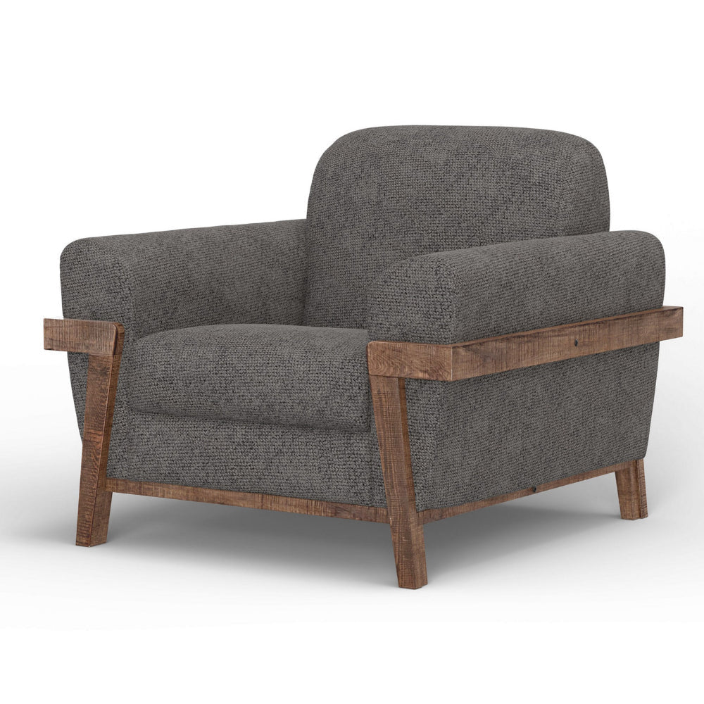 Pola Accent Chair Iron Gray Polyester Foam Cushions Solid Pine Wood By Casagear Home BM320742