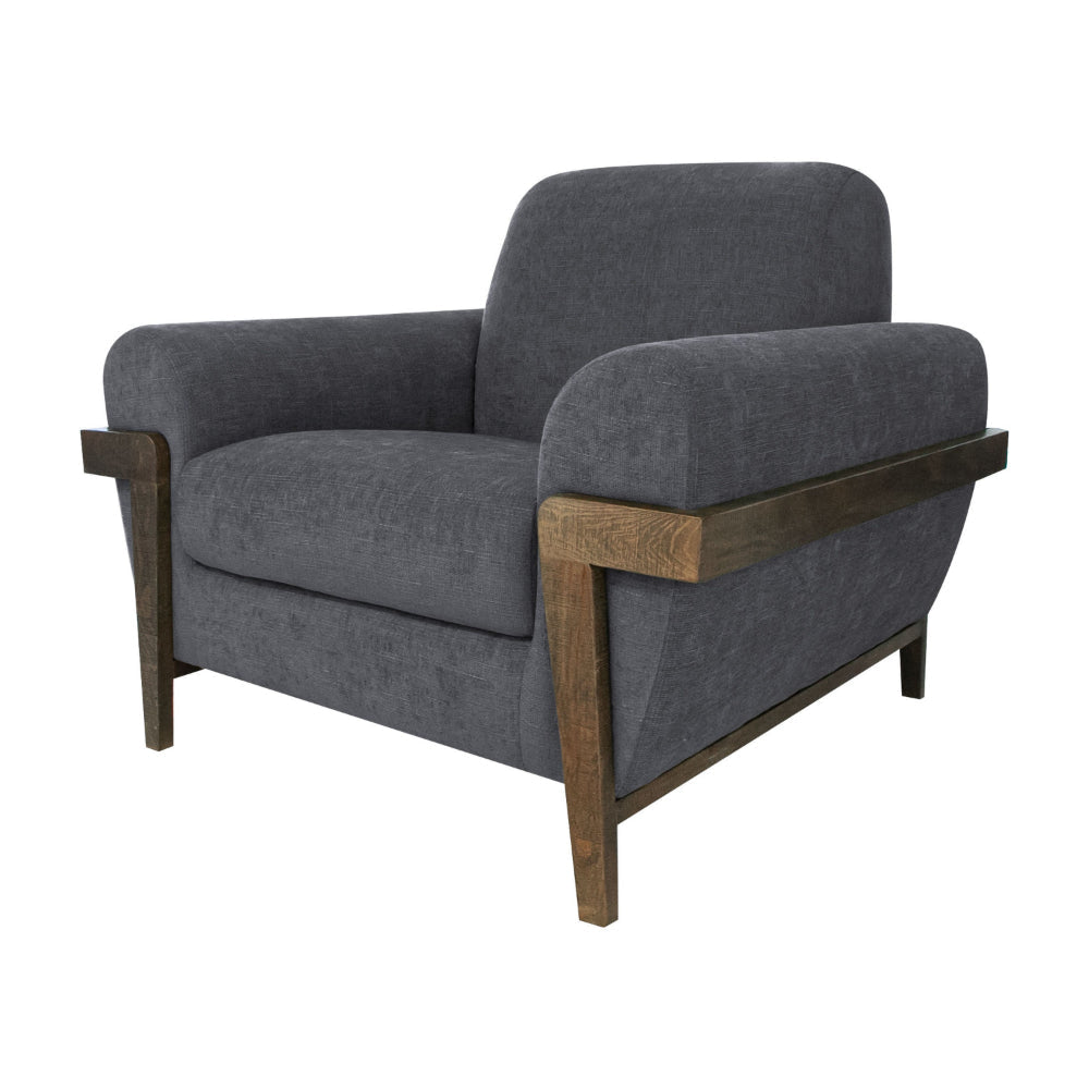 Pola Accent Chair Iron Gray Polyester Foam Cushions Solid Pine Wood By Casagear Home BM320742