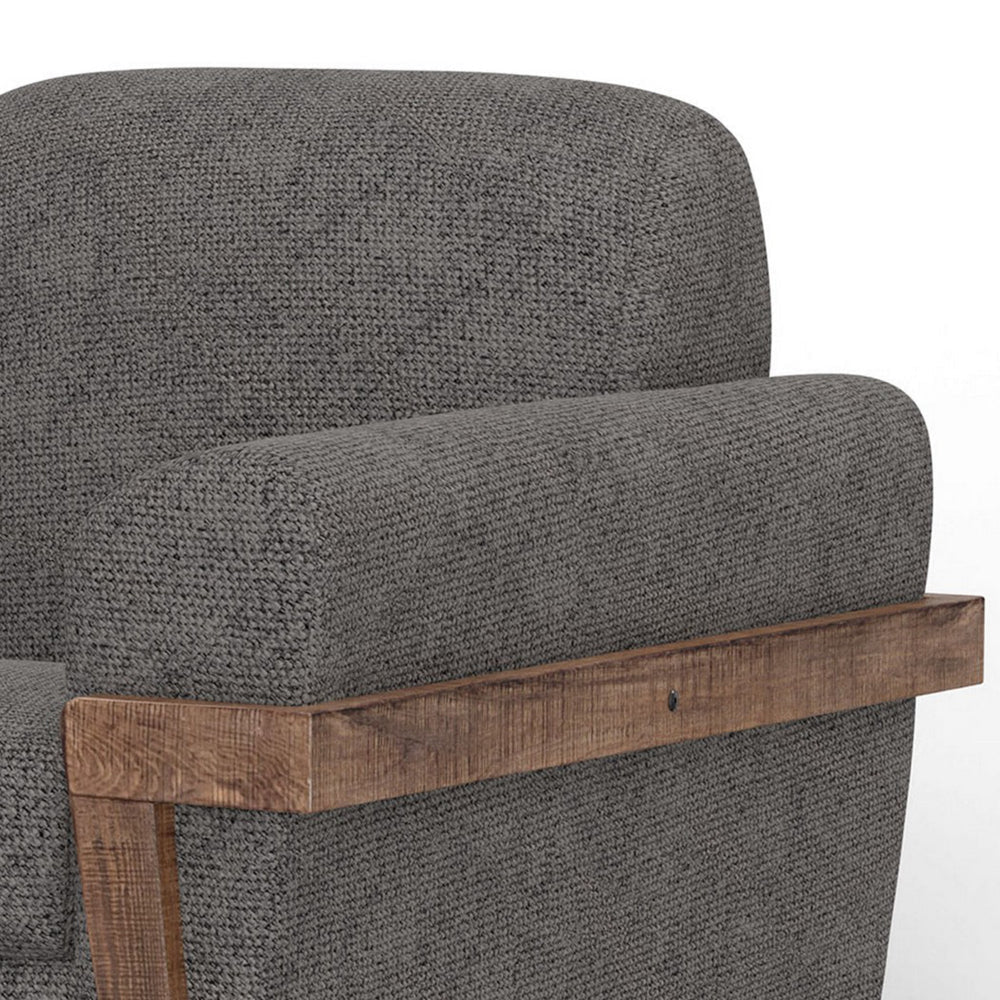 Pola Accent Chair Iron Gray Polyester Foam Cushions Solid Pine Wood By Casagear Home BM320742