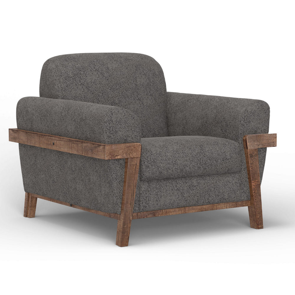Pola Accent Chair Iron Gray Polyester Foam Cushions Solid Pine Wood By Casagear Home BM320742