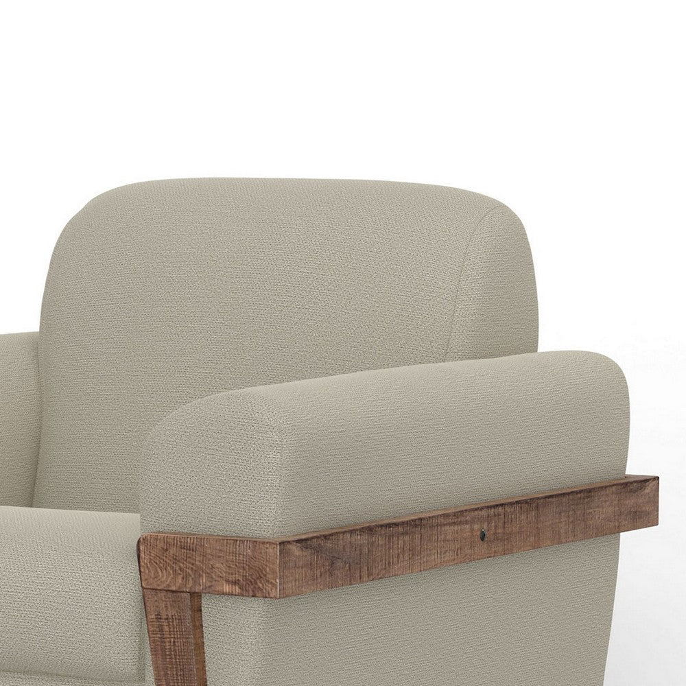 Pola Accent Chair Almond Gray Polyester Foam Cushions Solid Pine Wood By Casagear Home BM320743