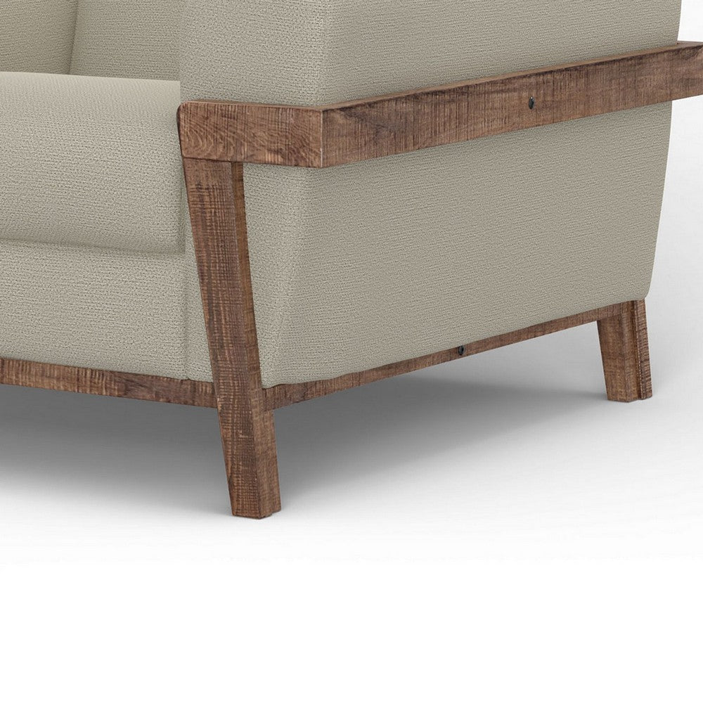 Pola Accent Chair Almond Gray Polyester Foam Cushions Solid Pine Wood By Casagear Home BM320743