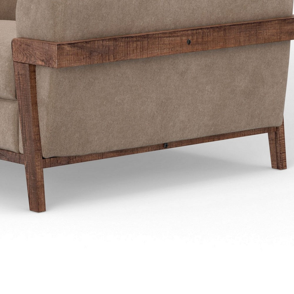 Pola Accent Chair Light Brown Polyester Foam Cushions Solid Pine Wood By Casagear Home BM320744