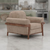 Pola Accent Chair, Light Brown Polyester, Foam Cushions, Solid Pine Wood By Casagear Home