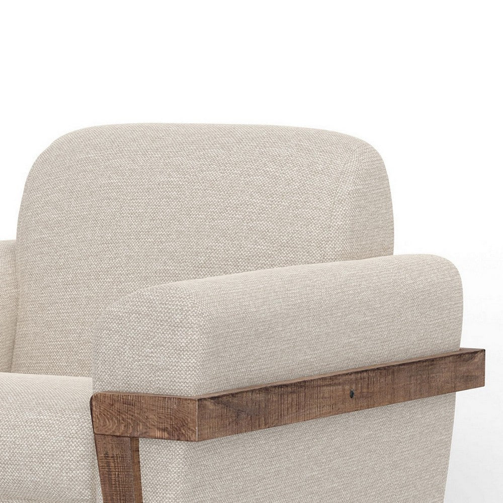 Pola Accent Chair Beige Polyester Soft Foam Cushions Solid Pine Wood By Casagear Home BM320745