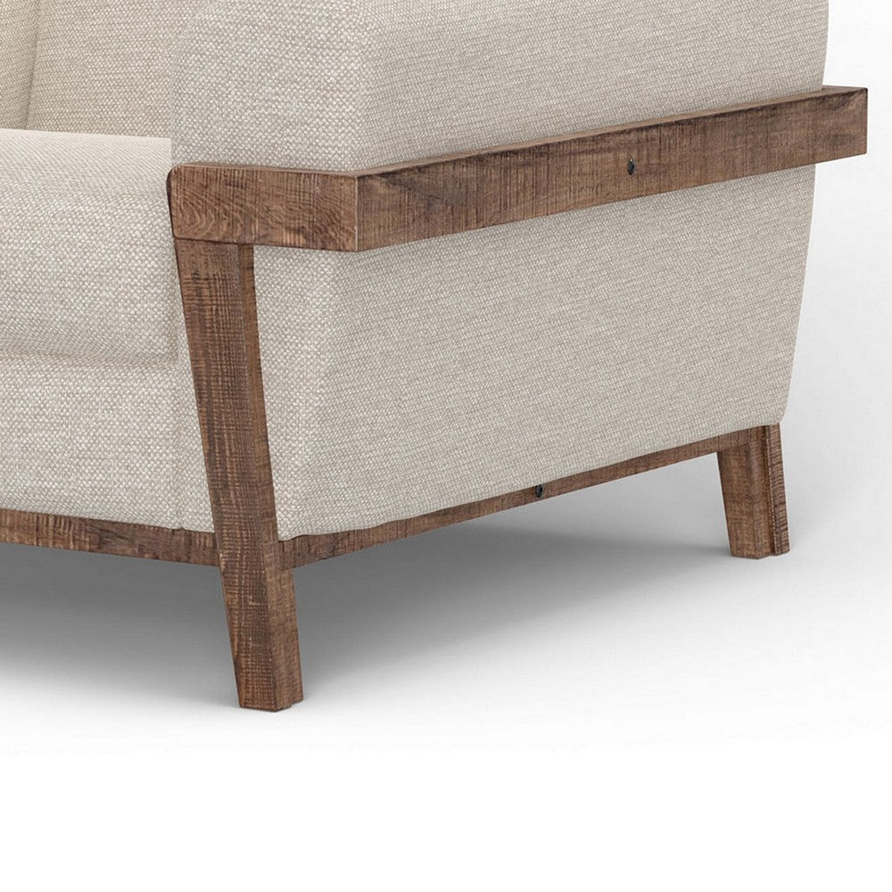 Pola Accent Chair Beige Polyester Soft Foam Cushions Solid Pine Wood By Casagear Home BM320745