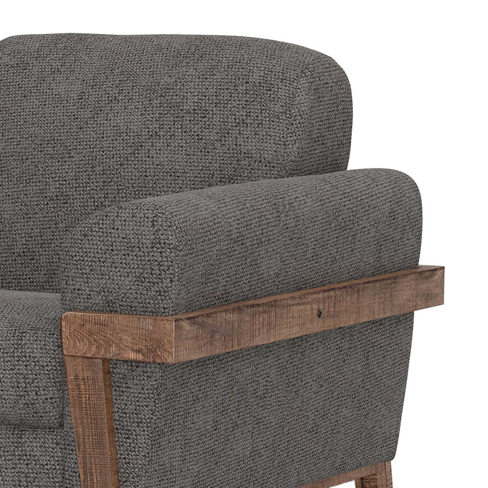 Pola Loveseat Iron Gray Polyester Foam Cushions Solid Pine Wood 69 Inch By Casagear Home