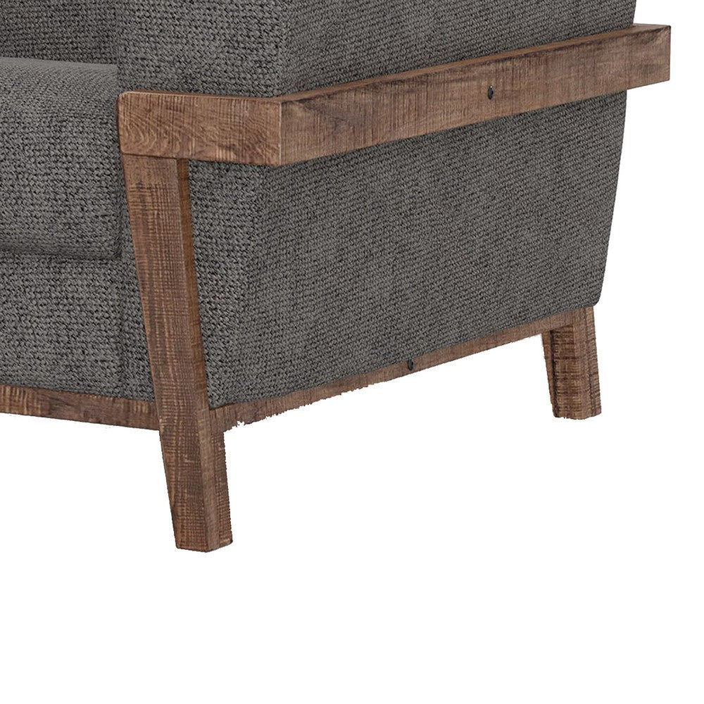 Pola Loveseat Iron Gray Polyester Foam Cushions Solid Pine Wood 69 Inch By Casagear Home